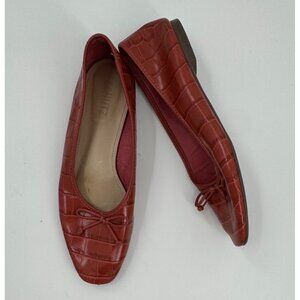 Schutz Arissa Crocodile Embossed Leather Ballet Flats Size 8.5B